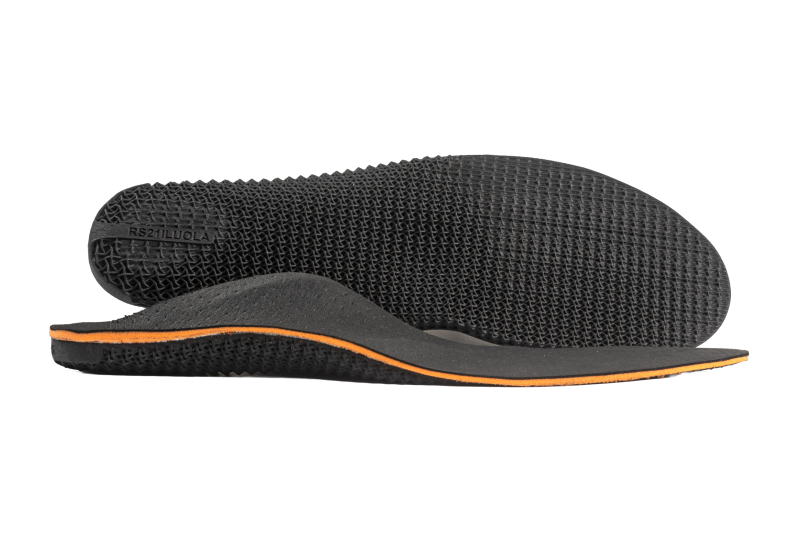 phits-1-scaled Side profile of a custom orthotic insole showing its contoured arch support and layered construction.