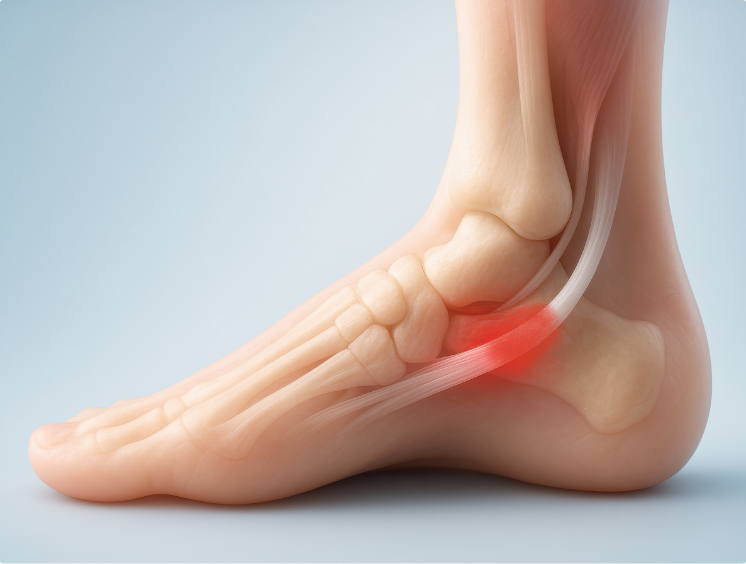 Illustration showing pain around the inside of the ankle